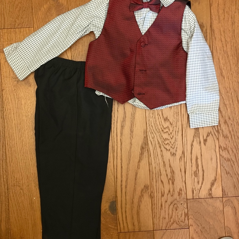 Red Vest and Bow Tie with Black Pants Set